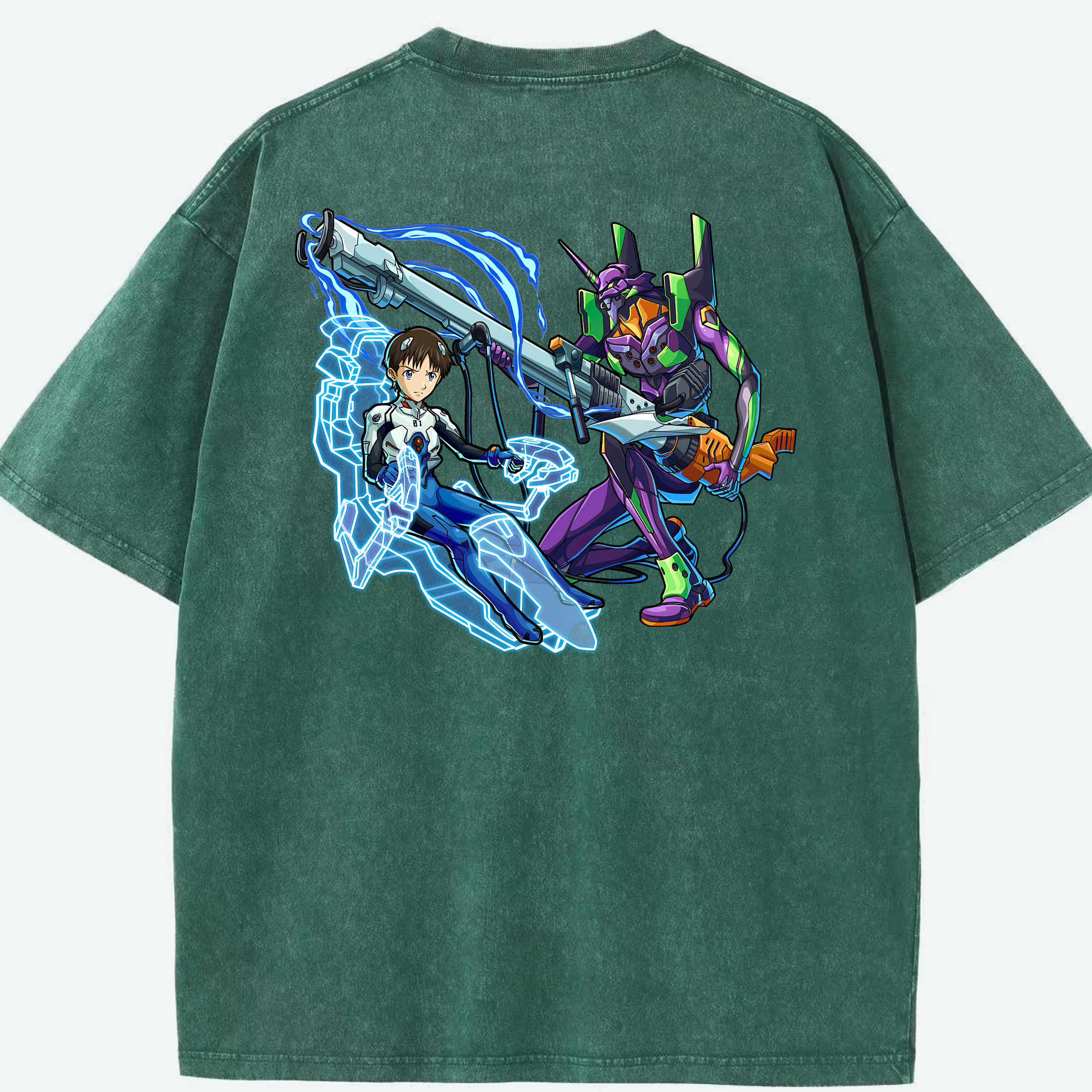 （画像用） EVA 新世紀エヴァンゲリオン 綿100% ヴィンテージ風 半袖Tシャツ（背面プリント）